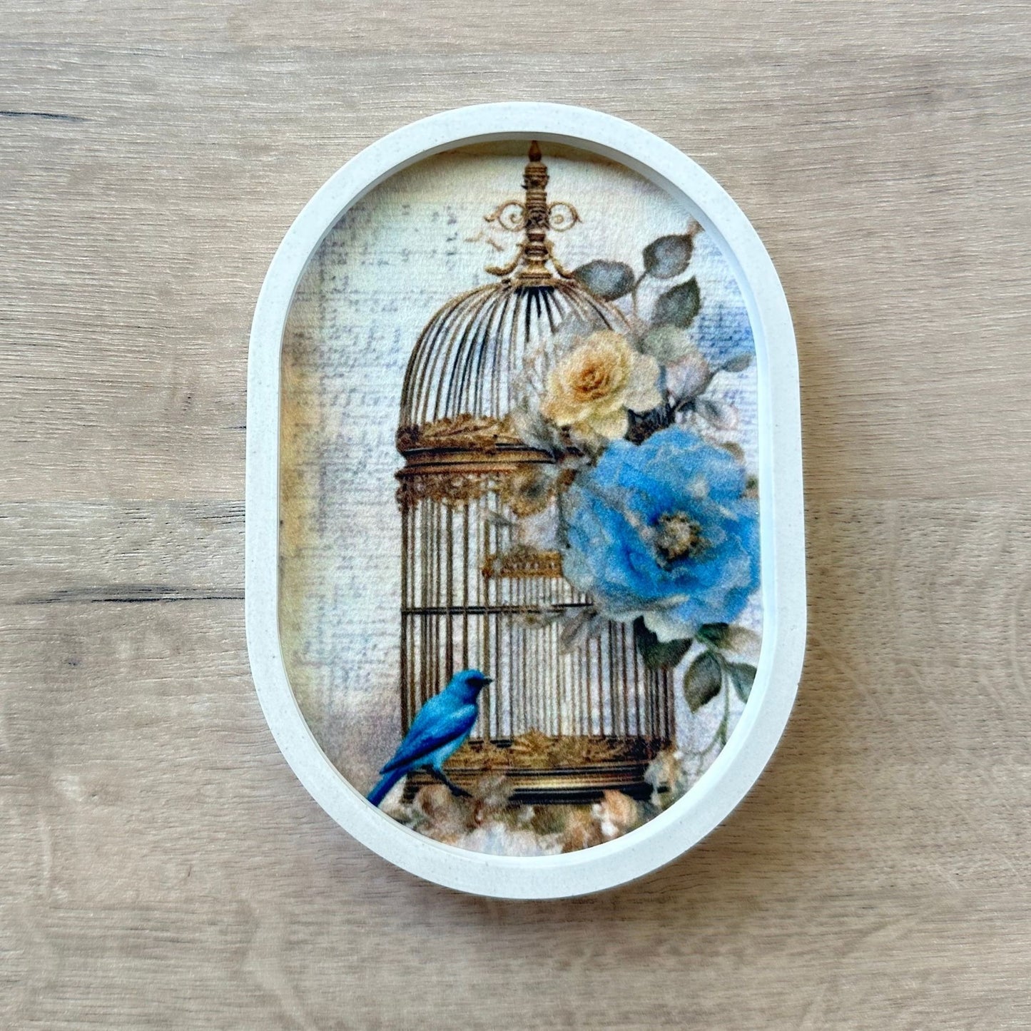 Cream Rose Birdcage Trinket Tray