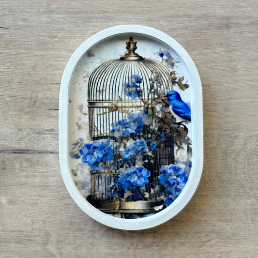 Blue Floral Cage Trinket Tray