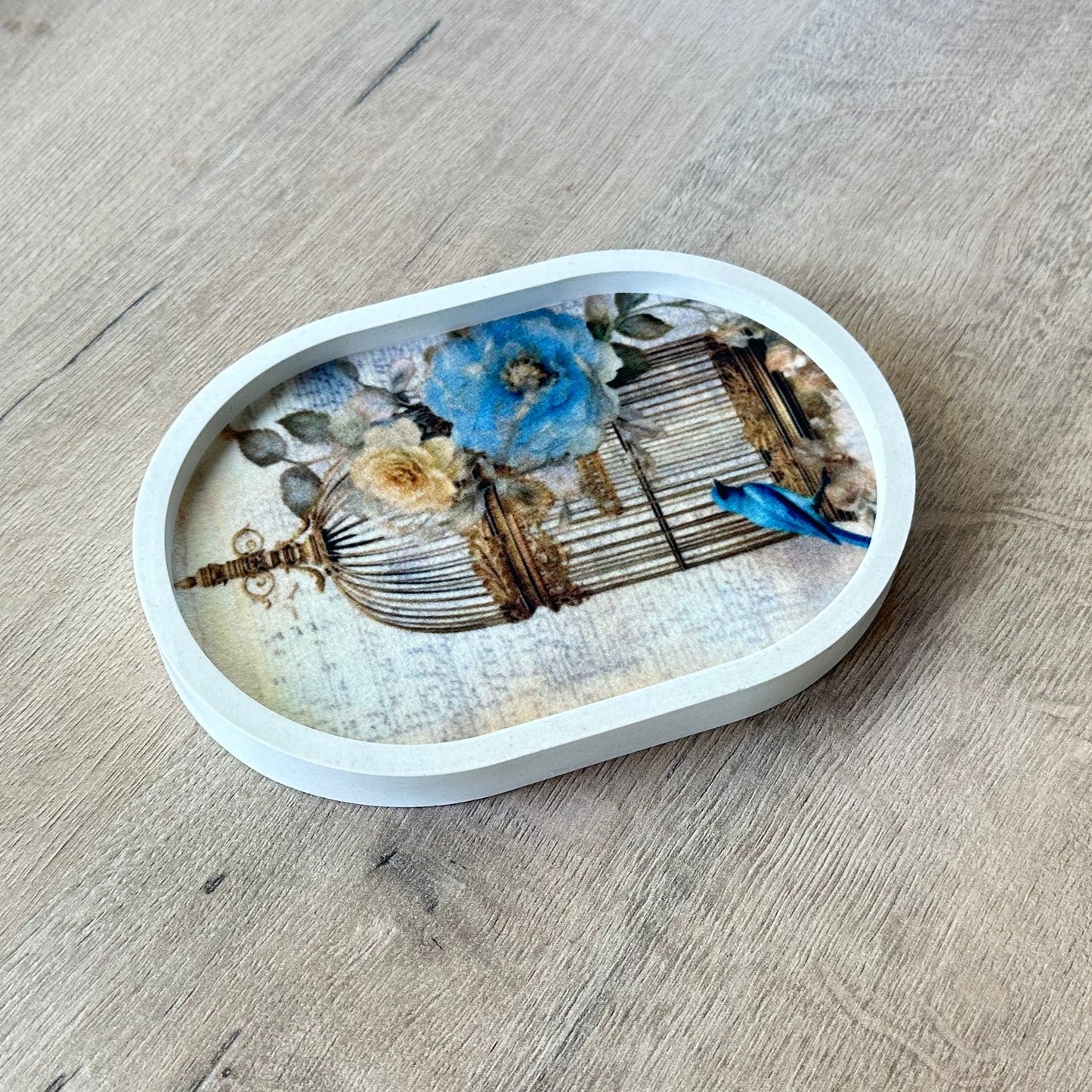 Cream Rose Birdcage Trinket Tray