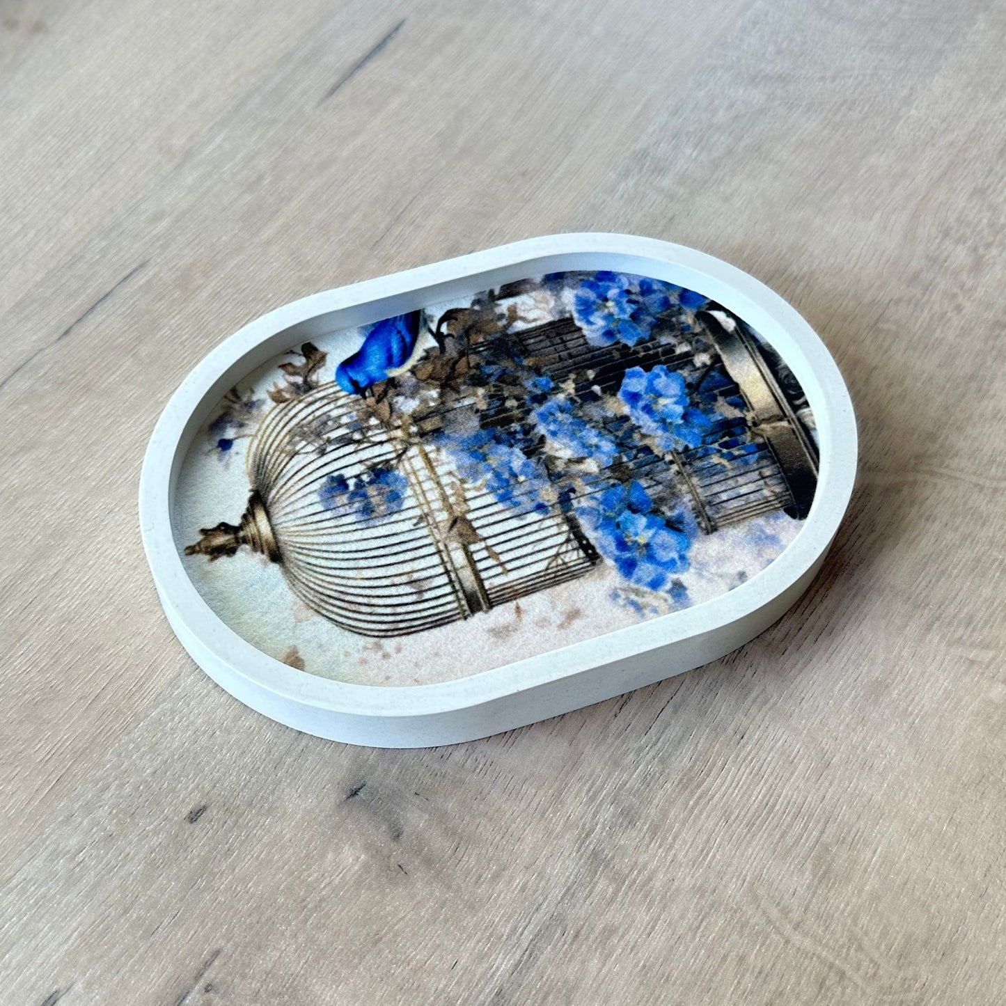 Blue Floral Cage Trinket Tray
